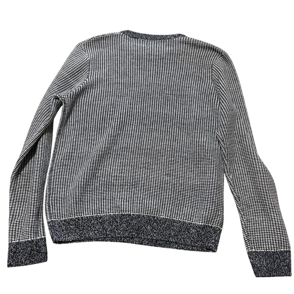 Topman Mens XL Navy White Micro Check Textured Knit Crew Neck Sweater 81T67SNAV - Picture 3 of 4